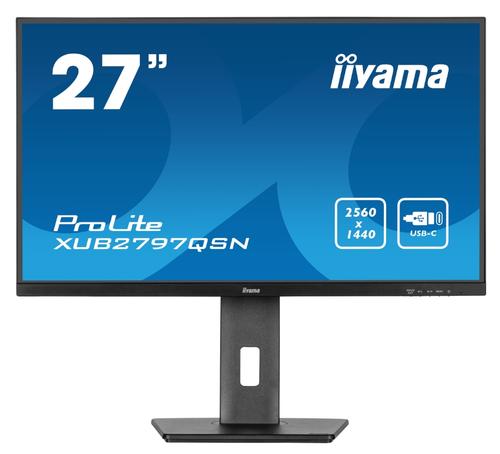 Monitor IPS LED Iiyama 27inch XUB2797QSN-B2, QHD (2560 x 1440), HDMI, DisplayPort, Boxe, Pivot, 100 Hz, 1 ms (Negru)