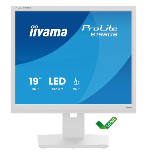 Monitor TN LED iiyama 19inch B1980S-W1, HDMI, DisplayPort, 3ms, Boxe, Pivot (Alb)