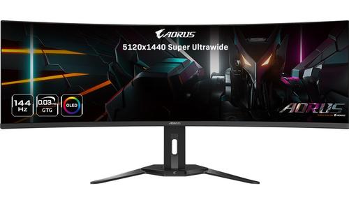 Monitor Gaming OLED Gigabyte 49inch CO49DQ, DQHD (5120 x 1440), HDMI, DisplayPort, Ecran curbat, Boxe, 144 Hz, 0.03 ms (Negru)