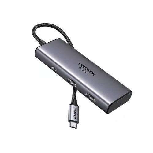 Hub USB-C UGREEN CM498 (15852), 2 x USB-A 3.0 - 2 x USB-C - 2 x HDMI (Gri)