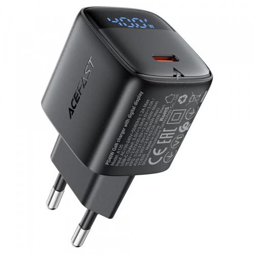 Incarcator Retea Acefast A135 Display, 40W, 3A, 1 x USB-C (Negru)