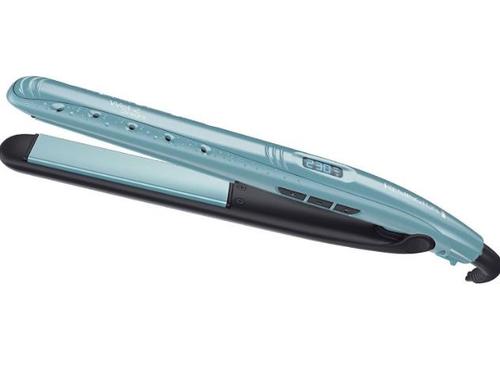 Placa de indreptat parul Remington Wet2Straight S7300, 230 grade, Invelis ceramic, Incalzire in 15 secunde, Placi 110 mm, Husa (Albastru/Negru)