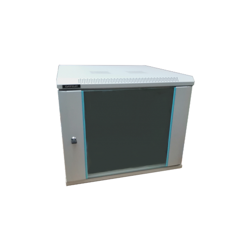 Rack 4U 600x450 DATEUP RAL 7035, dezasamblat, montare pe perete, usa din sticla, panouri laterale detasabile si securizate