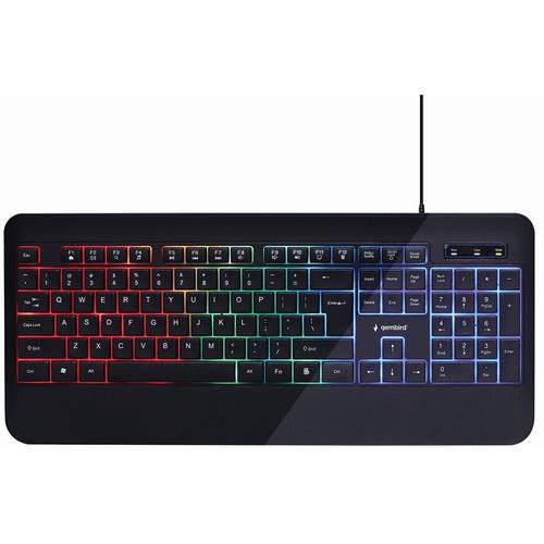 Tastatura Gembird KB-UML-03, Multimedia, Iluminare de fundal RGB, Layout US (Negru)