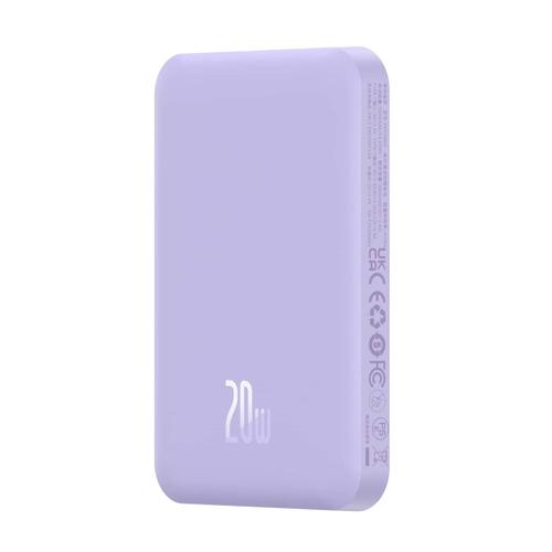 Acumulator extern Baseus Magnetic Mini Wireless, 5000 mAh, Incarcare rapida, 20W, cablu USB-C inclus (Violet)