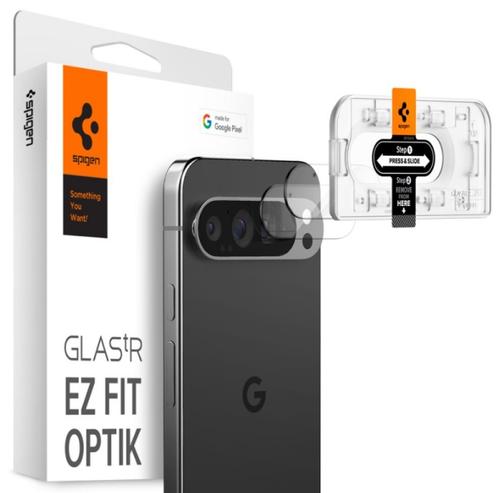 Folie de protectie Camera spate Spigen EZ FIT pentru Google Pixel 9 Pro, Sticla Securizata, Set 2 bucati