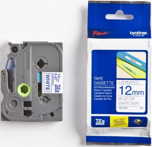 Banda laminata Brother TZE233, 12mm/8m (Albastru/Alb)