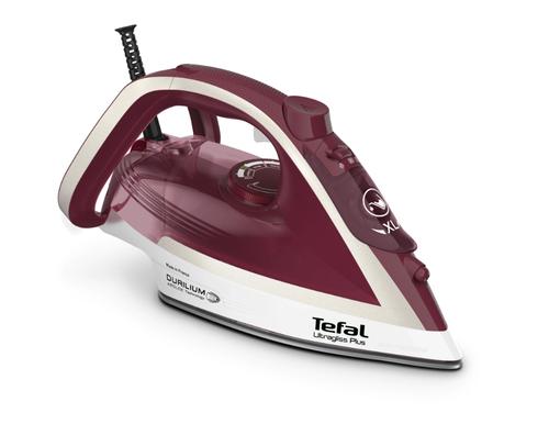 Fier de calcat Tefal Ultragliss Plus FV6810E0, 2800W, jet de abur 250 g/ min, abur variabil 0-50g/min, rezervor apa 270 ml, talpa Durilium AirGlide, functie anti-calcar (Visiniu/Alb)