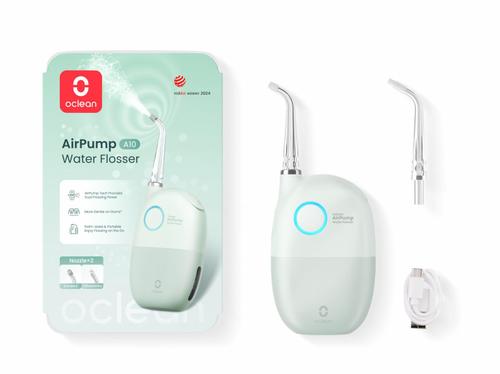 Irigator bucal OClean AirPump 10 GN, 3 moduri, 1200 mAh, Autonomie pana la 40 zile, IPX7, Indeparteaza pana la 99% din placa bacteriana (Verde)