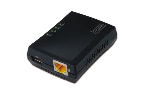 Print server DIGITUS DN-13020, 1 x RJ45, 1 x USB (Negru)