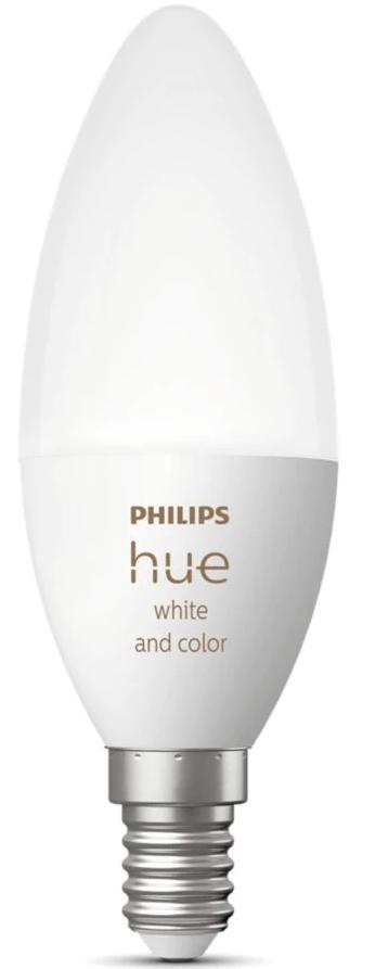 Bec LED RGB inteligent Philips Hue B39, Bluetooth, Zigbee, E14, 5.3W (25W), 470 lm, lumina alba si color