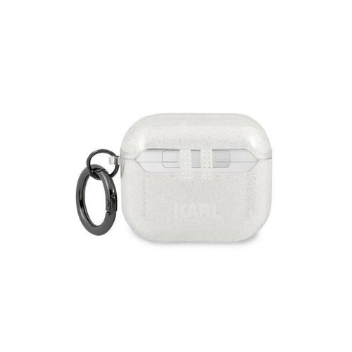 Husa Casti pentru Apple Airpods 3 Karl Lagerfeld Glitter Karl's Head KLA3UKHGS (Argintiu)