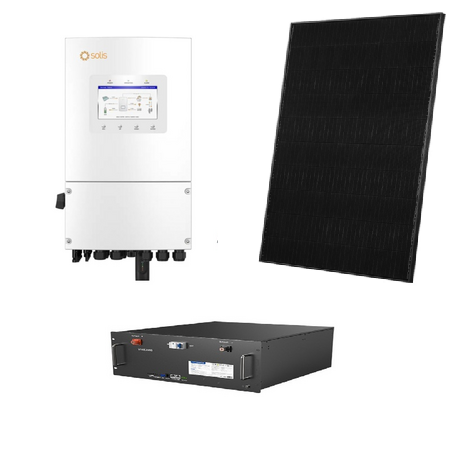 Pachet sistem fotovoltaic hibrid 5kW cu baterie stocare 9.6kWh si 12 panouri monocristaline 400W