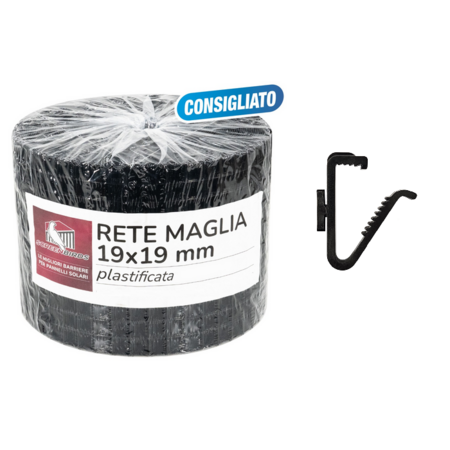 Pachet bariera protectie pasari panouri fotovoltaice rola plasa zincata  19x19mm 30m si 90 cleme fixare Clip Fast