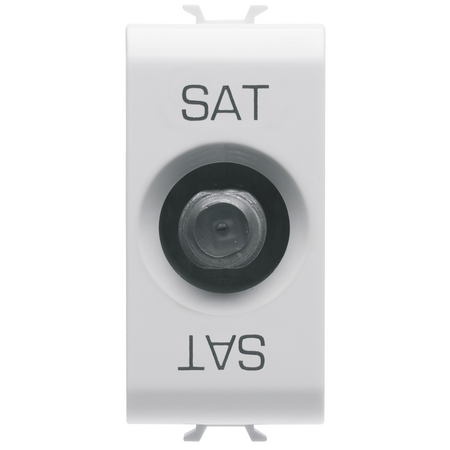 PRIZA COAXIALA TV/SAT, ECRANARE CLASA A - CONECTOR F MAMA - ALIMENTARE 10 dB - 1 MODUL - ALB SATINAT - CHORUSMART