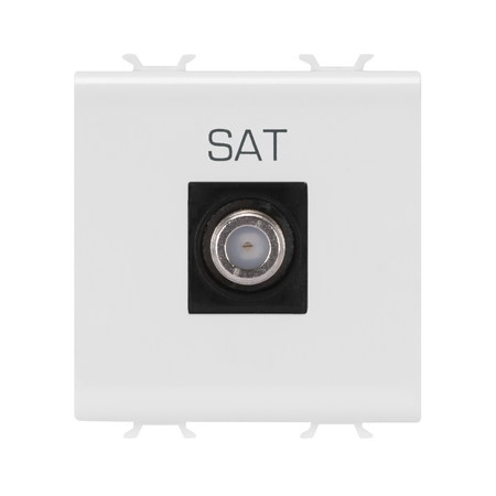 PRIZA TV COAXIALA, ECRANARE CLASA A - CONECTOR F MAMA - DIRECT - 2 MODULE - ALB SATINAT - CHORUSMART