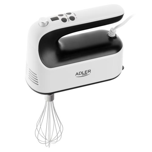 Mixer de mana Adler AD 4229, 600 W, 9 viteze, Mod Turbo (Alb/Negru)