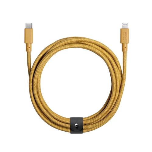 Cablu USB C - Lightning, Native Union, 3m, acoperire textila, Galben BELT-CL-KFT-3-NP
