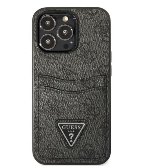 Protectie spate Guess 4G Saffiano Double Card pentru Apple iPhone 13 Pro (Negru)