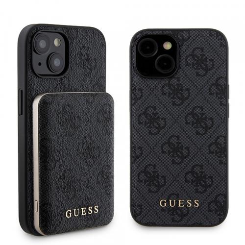 Husa MagSafe pentru Apple iPhone 15, Guess, Powerbank 4G Metal Logo, Neagra