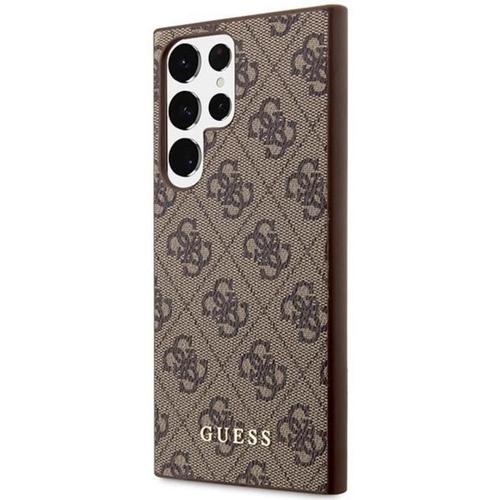 Husa Protectie Spate Guess GUHCS23LG4GFBR 4G Metal Gold Logo pentru Samsung Galaxy S23 Ultra (Maro)