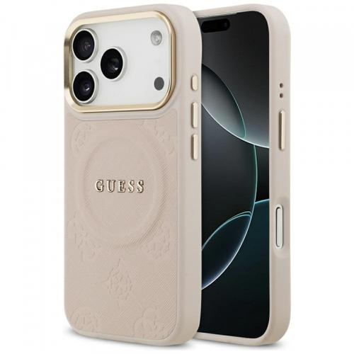 Husa MagSafe pentru Apple iPhone 17 Pro, Guess, Peony Hot Stamp, Roz