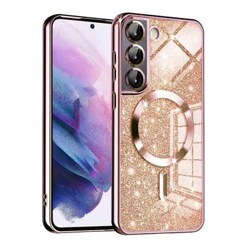 Husa MagSafe pentru Samsung Galaxy S22 5G S901, Techsuit, Luxury Glitter, Roz Aurie