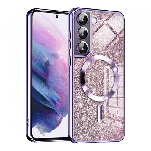 Husa MagSafe pentru Samsung Galaxy S22 5G S901, Techsuit, Luxury Glitter, Mov Deschis