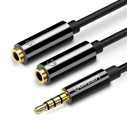 Adaptor Audio 3.5mm - 2 x 3.5mm UGREEN AV141, 0.2m, Negru