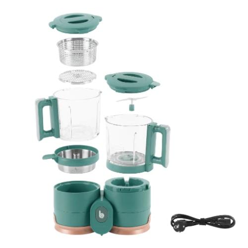 Robot multifunctional 4 in 1 Babymoov A001132, Sticla si otel inoxidabil (Verde)