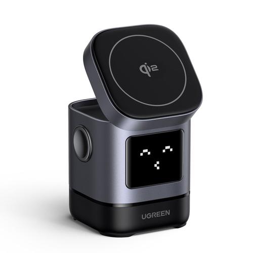 Incarcator Wireless magnetic Ugreen Uno 2-in-1 Qi2, 15W (Gri)