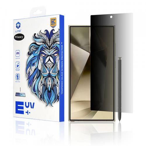 Folie de protectie Ecran Privacy Lito pentru Samsung Galaxy S24 Ultra S928, Sticla Securizata, UV Glue, 3D