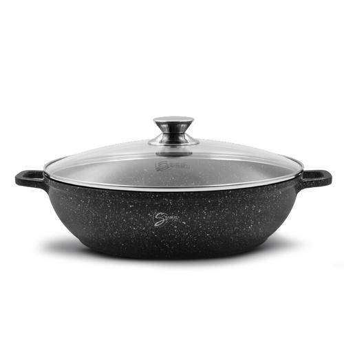 Cratita cu capac Samus TOL321-CC, 32cm, Aluminiu turnat, 5.5 L (Negru)