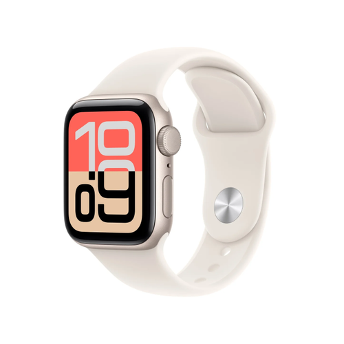 Smartwatch Apple Watch SE 3 (2025), GPS, 40mm, Ecran Retina LTPO OLED, Chip S10 cu Procesor Dual-Core, 64GB Flash, Wi-Fi, Bluetooth, Curea Sport Band M/L (Auriu)