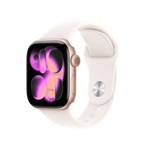 Smartwatch Apple Watch 11, GPS, 42mm, Ecran Retina LTPO OLED, Chip S10 cu Procesor Dual-Core, 64GB Flash, Wi-Fi, Bluetooth, Carcasa Aluminiu, Curea Sport Band M/L (Auriu)