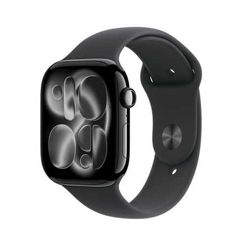 Smartwatch Apple Watch 11, GPS + Cellular, 46mm, Ecran Retina LTPO OLED, Chip S10 cu Procesor Dual-Core, 64GB Flash, Wi-Fi, Bluetooth, Carcasa Aluminiu, Curea Sport Band M/L (Negru)