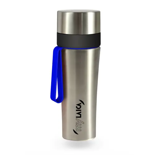 Sticla filtranta Sport myLaica, Inox, 0,55 litri, portabila, Albastru