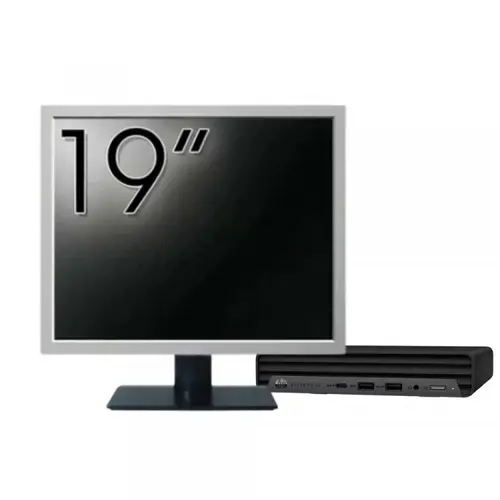 Pachet Calculator Refurbished HP EliteDesk 800 G6 Mini PC, Intel Core i5-10500T 2.30 - 3.80GHz, 8GB DDR4, 256GB SSD + Monitor 19"
