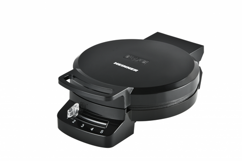 Aparat de gofre HEINNER HWF-F1200BK, 1200 W, 1 gofra/vafa, Placa fixa cu invelist antiaderent, Diametru 16.2 cm, Depozitare verticala (Negru)