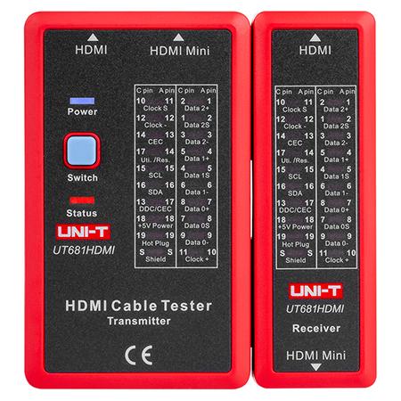 Tester cablu HDMI  UNI-T UT681HDMI, baterie de 9 V (Rosu)