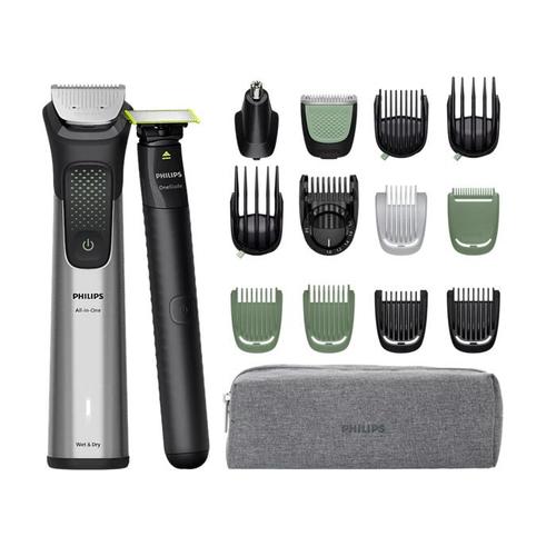 Aparat de tuns 17-in-1 Philips MG9535/15 + OneBlade, Lame din otel, Senzor pentru reincarcare, Autonomie 120 min (Argintiu/Negru)