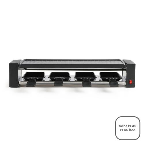 Gratar raclette pentru 4 persoane Livoo ON1011N, 800W, termostat, tava detasabila cu strat antiaderent (Negru)