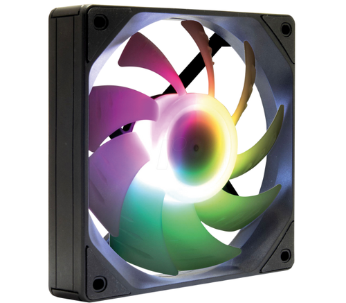 Ventilator Inter-Tech Argus ES-011, 120mm, 800 - 1950rpm, iluminare RGB (Negru)