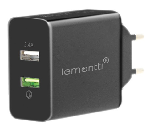 Incarcator Retea Quick Charge Lemontti Dual USB LIRQ3N3A (Negru)