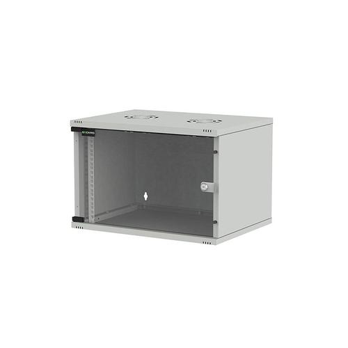 Rack 19'' 9U 540x400 DECKRO seria D-SOHO BASIC, de perete, dezasamblat, usa fata sticla, capacitate 30kg