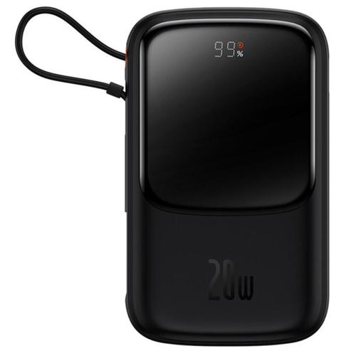 Acumulator extern Baseus Q Pow Digital Display 20000mAh, 20 W, Lightning, Type-C, USB, cablu USB-C, 3A (Negru)