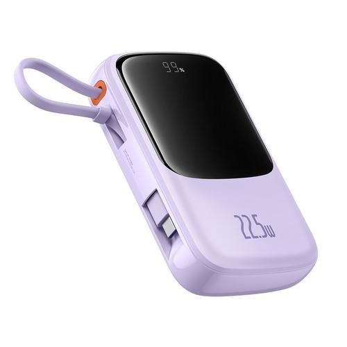 Acumulator extern Baseus QPow Pro+ 10000mAh, 22.5W, Lightning, 2xType-C, USB, cablu USB-C (Mov)