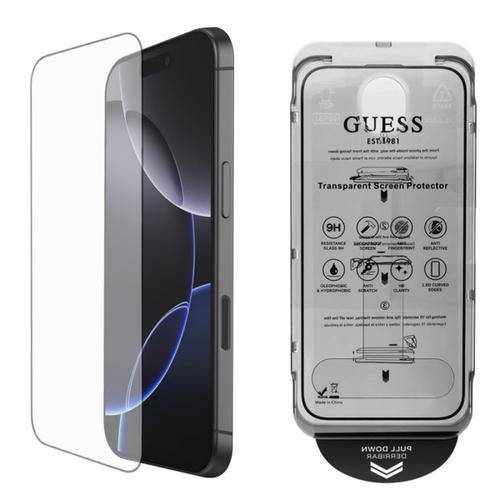 Folie de protectie Ecran Guess Classic Outline pentru Apple iPhone 16, Sticla Securizata, Full Glue, 2.5D