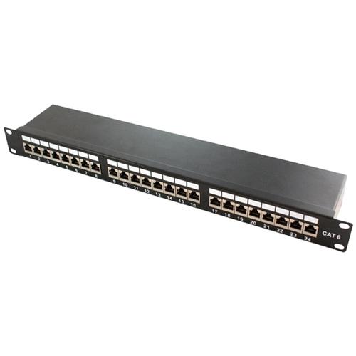 Panou de conexiuni protejat Logilink , Cat.6 STP 24 porturi , 19 ”, Negru