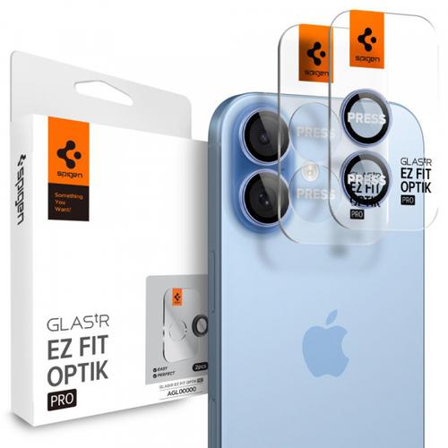 Folie de protectie Camera Spate Spigen GlastR EZ FIT Optik Pro pentru Apple iPhone 17 / 16 Plus / 16, Sticla Securizata, Set 2 bucati